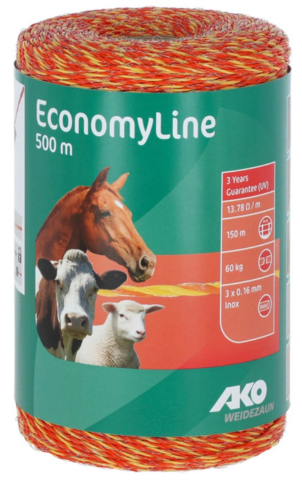 Weidezaunlitze Economy Line 500m gelb-orange