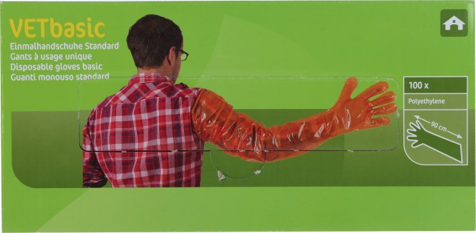 Einmalhandschuhe Vetbasic, 90cm Länge, 100 St., orange