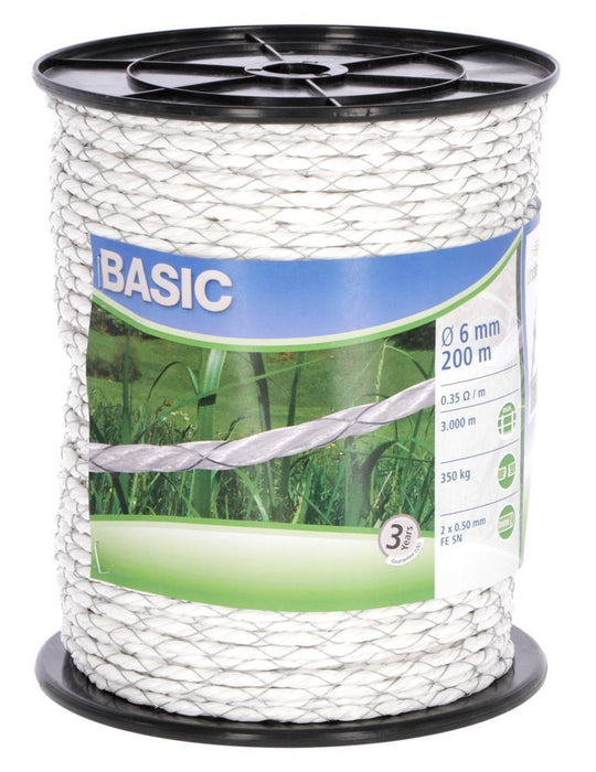 Weidezaunseil Basic Classe, weiß, Ø6mm 200m