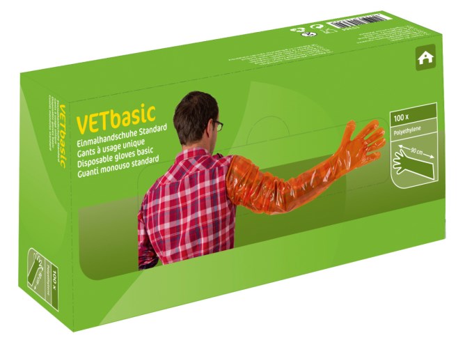 Einmalhandschuhe Vetbasic, 90cm Länge, 100 St., orange
