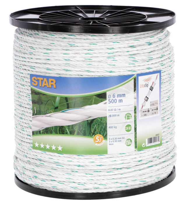 Weidezaunseil Star-Classe 6mm 3x 0,30 Cu + 3x 0,30 Ni