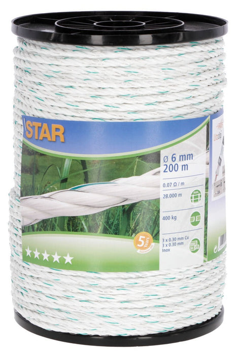 Weidezaunseil Star-Classe 6mm 3x 0,30 Cu + 3x 0,30 Ni