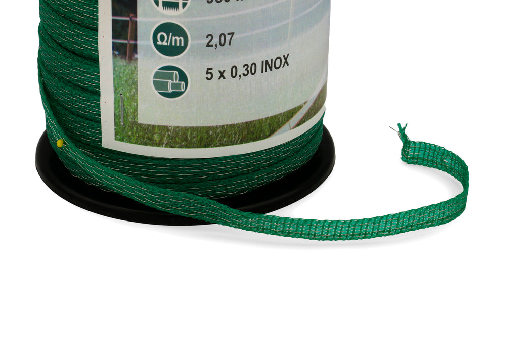 Weidezaunband grün 200m/10mm - Doppelpack + 2 Bandspanner