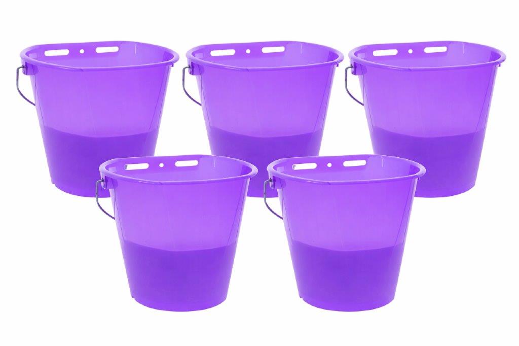 5 Stück Tränkeeimer transparent lila inkl. Ventil und Sauger